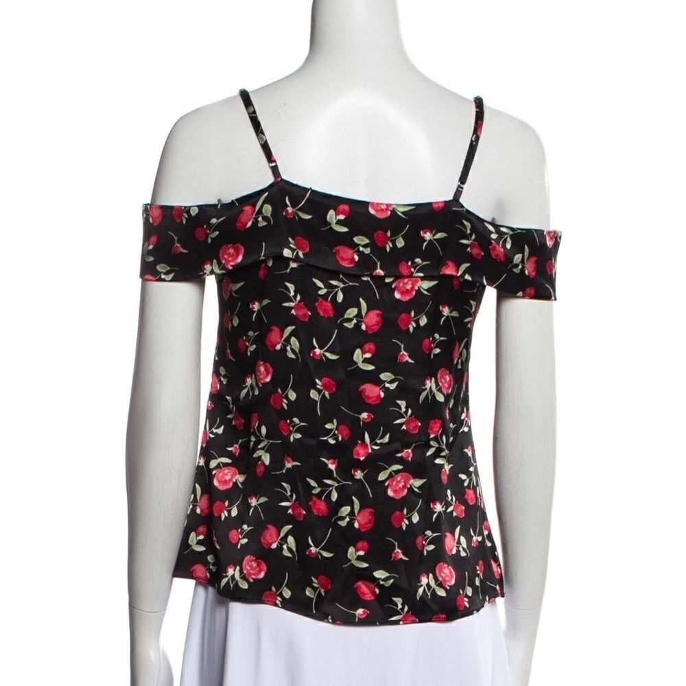 Reformation off the shoulder blouse black with rose pattern size XS EUC - Picture 3 of 10